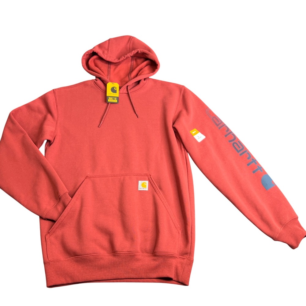 Carhartt Men K288 REO Loose Fit Midweight Logo Sleeve Hoodie Red Small NWT